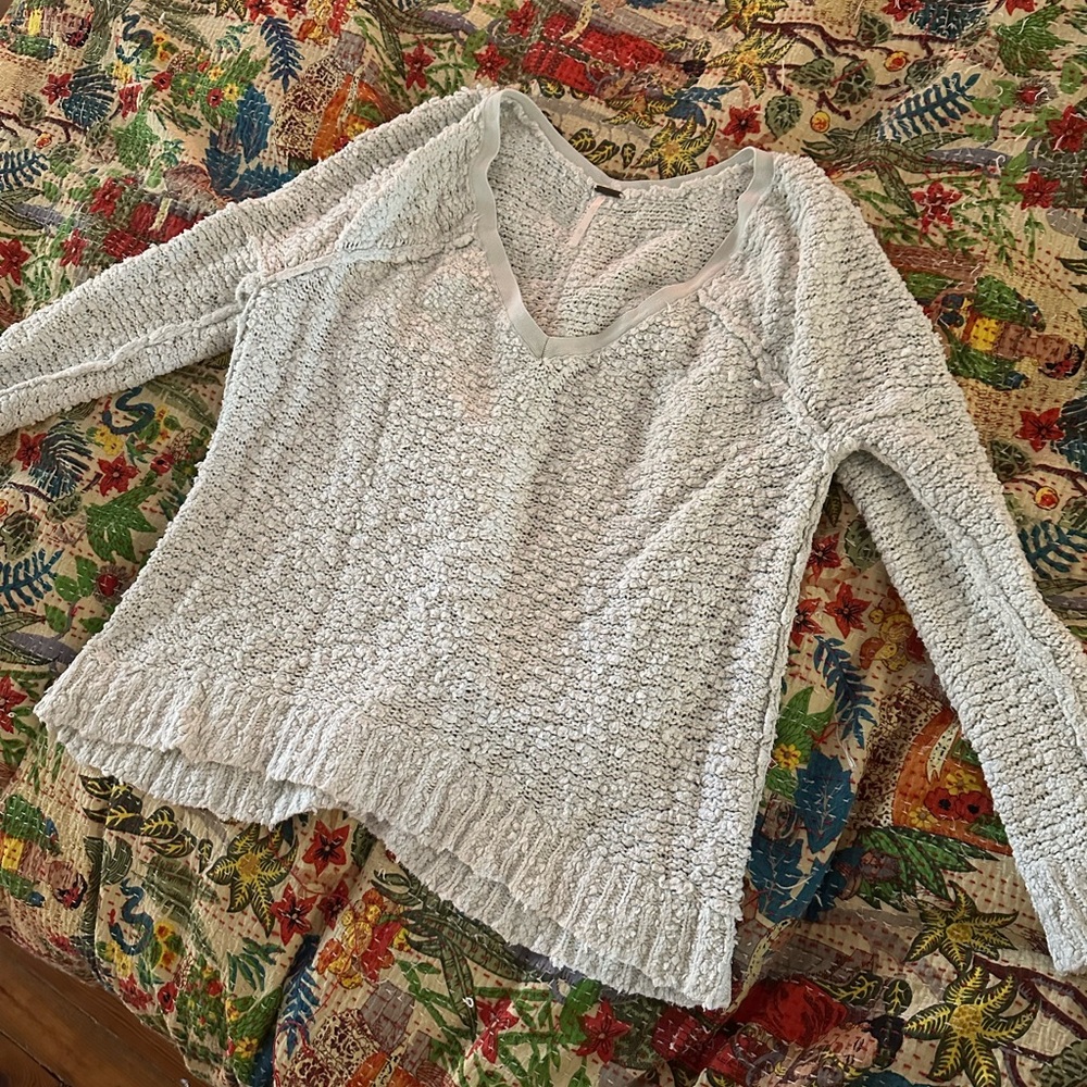 Free People cozy Aqua  Knit Sweater medium